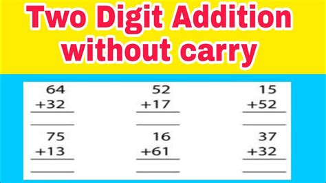 Two Digit Addition Sums Without Carry Maths Add Addition Sums