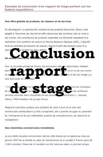 Exemples De Conclusion Pour Rapport De Stage