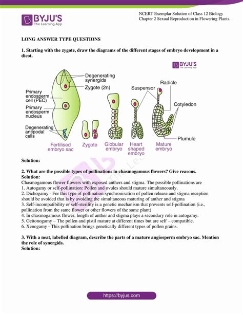 Ncert Solutions Of Biology Chapter Sexual Reproduction In Flowering