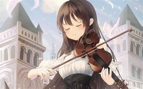 Download Wallpaper 3840x2400 Girl Violin Music Anime 4k Ultra Hd 16