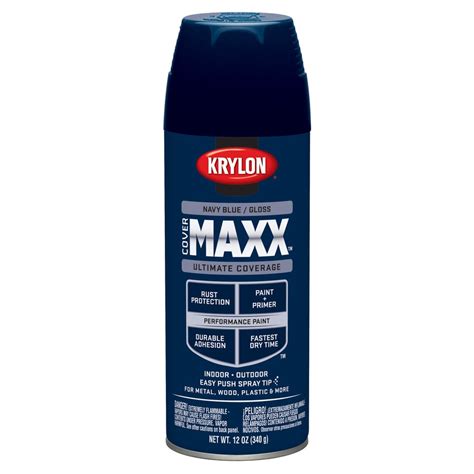 Krylon Covermaxx Gloss Navy Blue Spray Paint And Primer In One Actual