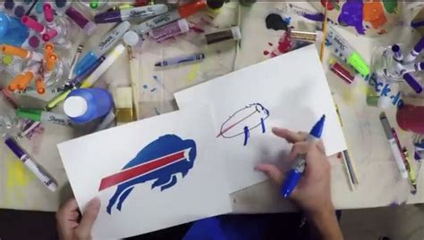 Josh Allen Attempts To Draw The Buffalo Bills Logo Video