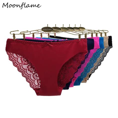 Moonflame 5 Pcs Lot New Arrival 2021 Nylon Ladies Panties Sexy Lace Briefs Underwear M L Xl Xxl