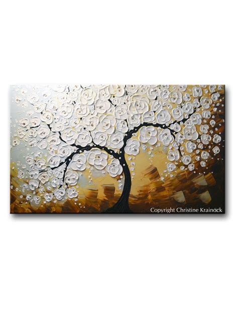 White Cherry Blossom Cherry Blossoms Tree Of Life Painting Flowering