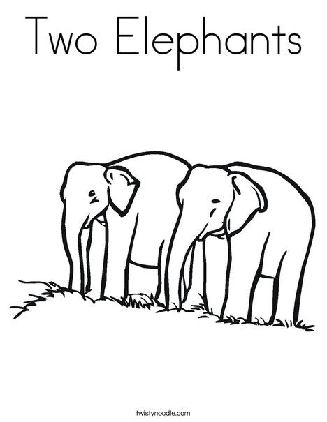 Two Elephants Coloring Page Twisty Noodle