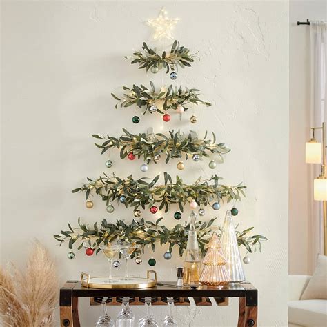 Pre Lit Wall Hanging Olive Leaf Christmas Tree The Green Head