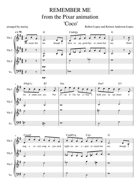 Print And Download In Pdf Or Midi Remember Me From The Pixar Animation