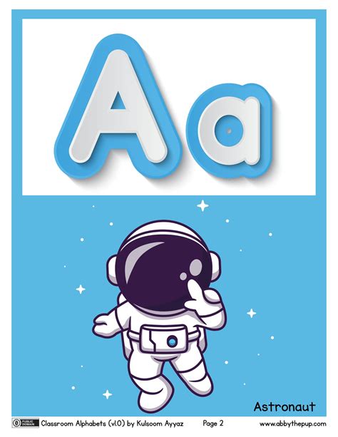 Letter A Is For Astronaut Flashcard Free Printable Papercraft Templates