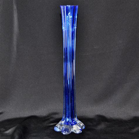 Bud Vase Vintage Tall Cobalt Blue Hand Blown Art Glass Ebay Vase