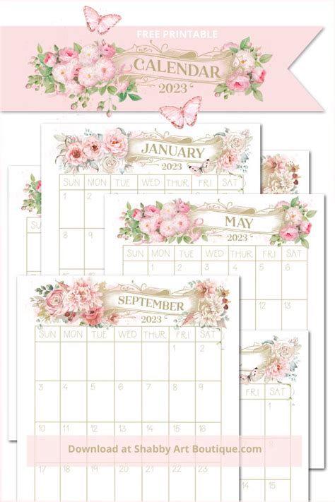 Free Printable 2023 Shabby Calendar Shabby Art Boutique