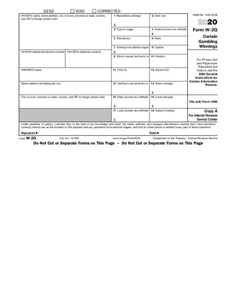 2020 W2g Fill Online Printable Fillable Blank Form W