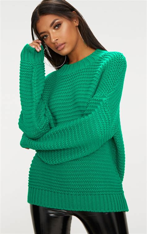 Emerald Green Oversized Chunky Sweater Prettylittlething Il