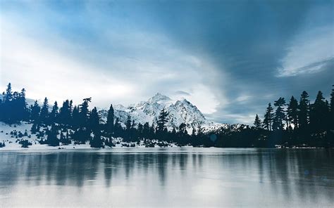 Frozen Lake Winter Snow Wood Forest Cold Hd Wallpaper