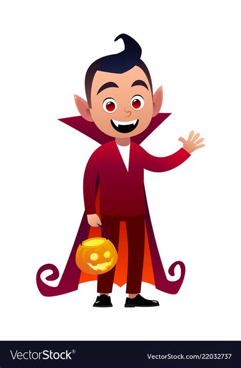 Funny Cartoon Little Vampire Boy Wearing Halloween