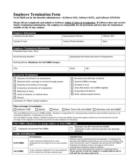Free 8 Employee Termination Form Samples In Pdf Ms Word