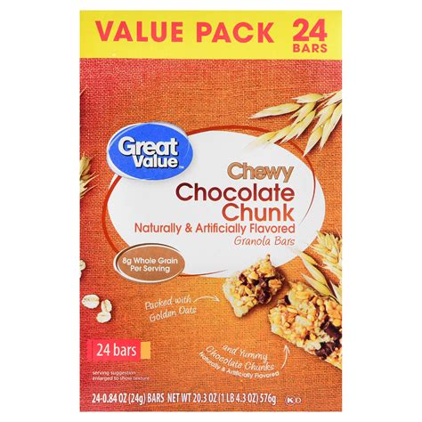 Great Value Chewy Chocolate Chunk Granola Bars Value Pack 203 Oz 24