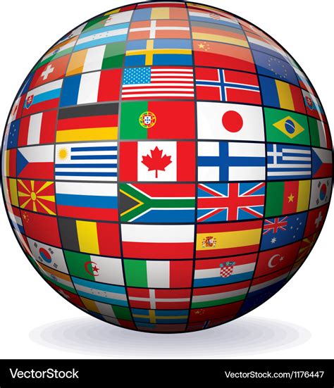 World Globe With Countries Flags