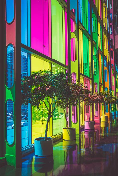 Free Images Window Glass Building Colourful Color Facade Colorful Plants Interior