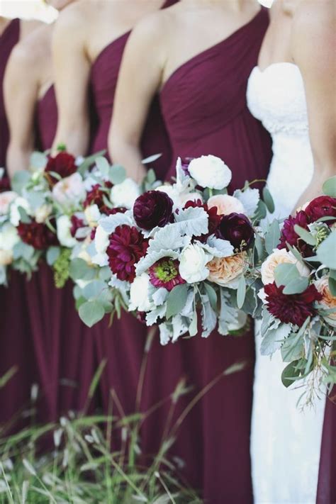Purple And White Fall Wedding Bouquets For Bridesmaid
