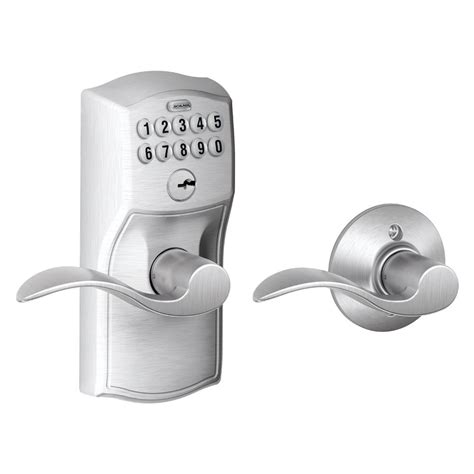 Schlage Accent Satin Chrome Keypad Electronic Door Lever With Camelot