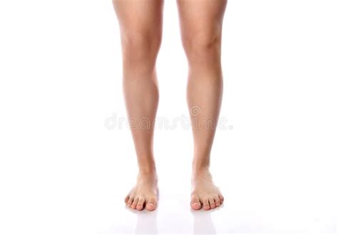 Photo Of Smooth Shaved Legs And Feet Isolated On White Stock Image