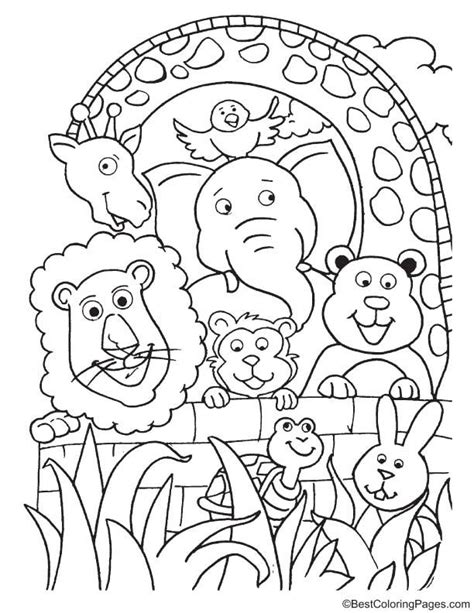 Group Of Animals Coloring Page Zoo Animal Coloring Pages Love Coloring