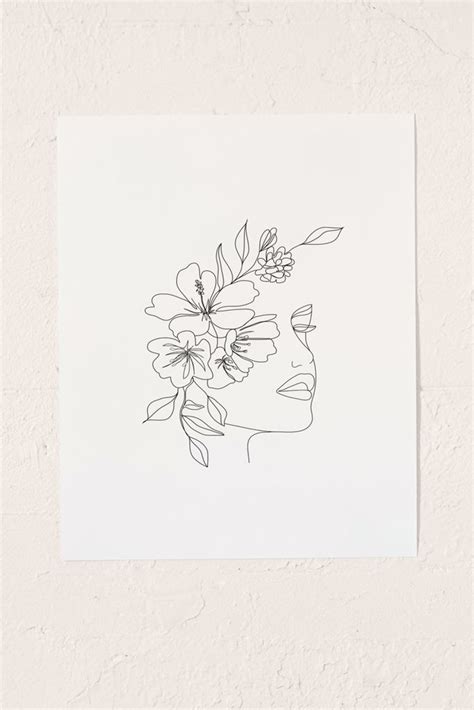 Just one of millions of high quality products available. Nadja Minimal Line Art Woman Face II Art Print | Urban ...