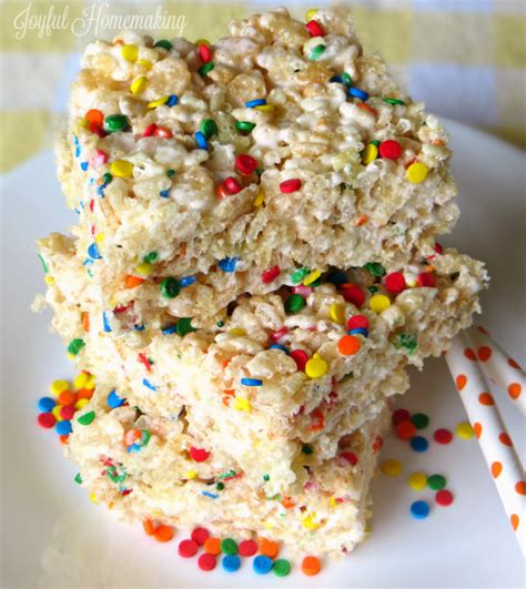 Confetti Cake Batter Rice Crispy Treats - Joyful Homemaking