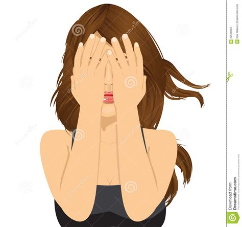 Woman Covering Her Eyes With Her Hands Stock Vector Illustration Of