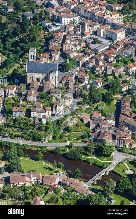 France Haute Vienne Bellac The Town On Le Vincou River Aerial View