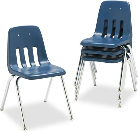 Virco 901851 9000 Series Classroom Chair 18 Inch Seat Height Navy Chrome 4 Carton