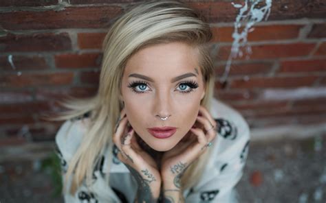 Blonde Model Nose 720p Nose Rings Rings Tattoo Women Hd Wallpaper