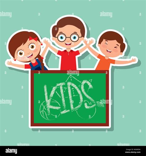 Three Kids Happy Boys And Girl With Chalkboard Stock Vector Image And Art