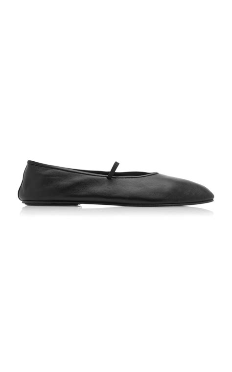 The Row Womens Leather Ballet Flats In Blackburgundy Modesens