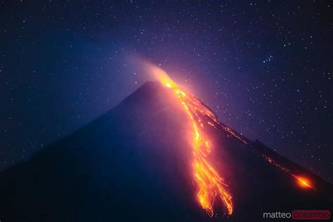 Mayon Volcano Eruption At Night Philippines Royalty Free Image