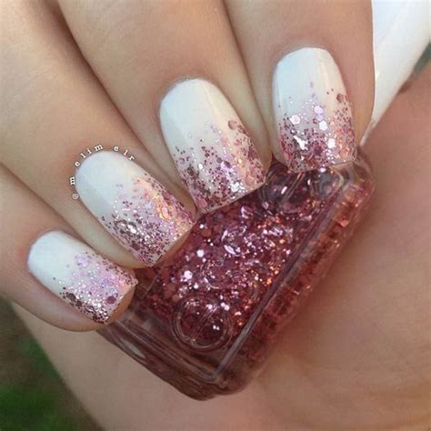 White Nails With Gold Glitter Ombre Nail And Manicure Trends