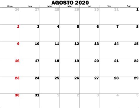 Calendarios Imprimibles Gratuitos De Agosto 2020