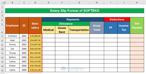 How To Create Salary Slip Format With Formula In Excel Sheet