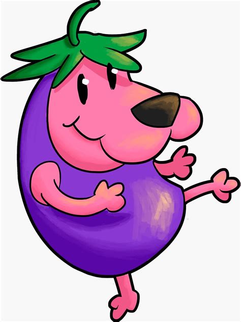Courage The Cowardly Dog Eggplant Sticker For Sale By Aburuham