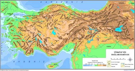 Türkiye nin Dağları Haritası Harita Fiziki coğrafya Ekonomik coğrafya