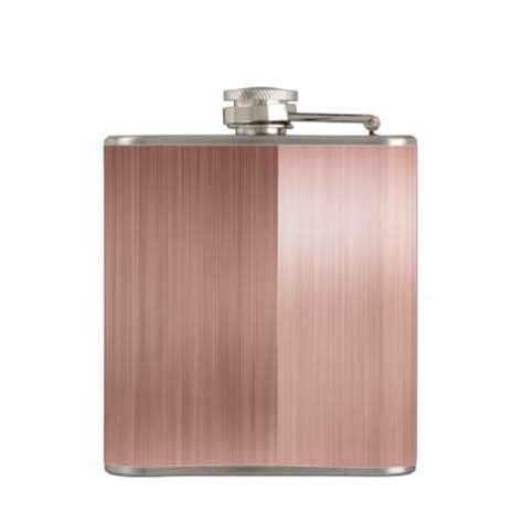 Rose Gold Brushed Metal Monogram Name And Initial Hip Flask Zazzle