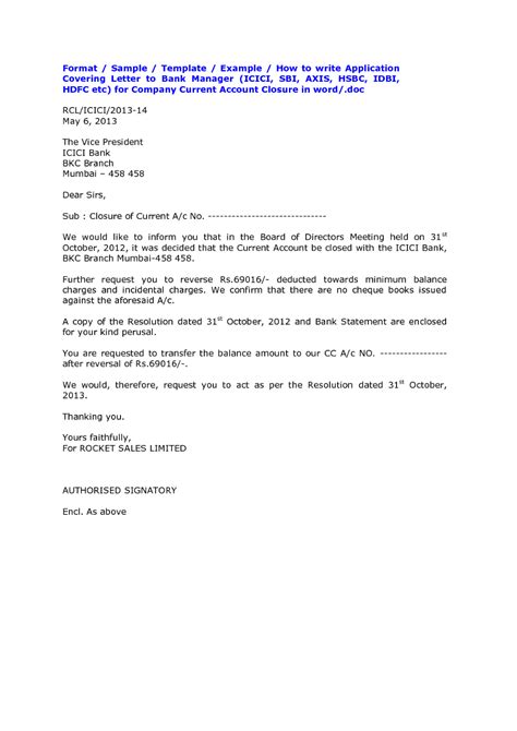 Letter to close bank account. Bank Account Closing Letter Format Sample Cover Templates ...