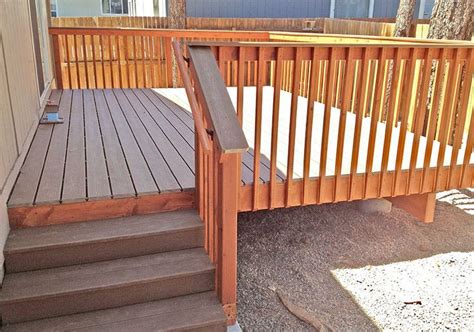 Browse 255 photos of wood deck railing ideas. Trex Deck with Redwood Handrails in Flagstaff Arizona by ...
