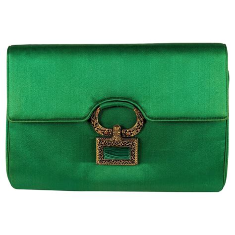 Custom Silk Satin Clutch With Malachite And Coral For Sale At 1stdibs