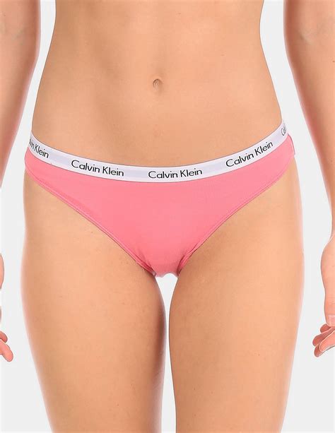 Buy Calvin Klein Underwear Women Pink Solid Mid Rise Cotton Stretch Bikini Briefs