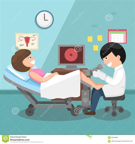Doctor Gynecologist Performing Physical Examination Stock Vector