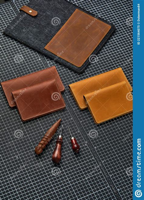 Leather Goods For Men Set Of Men S Leather Accessories Stock Image