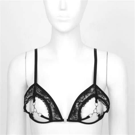 Women S Sexy Cupless Bra See Through Sheer Lace Cup Bralette Lingerie Underwears Ebay