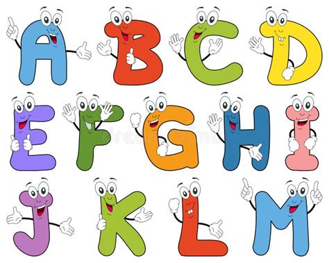 Cartoon Alphabet Characters A M Stock Vector Illustration Of Letters