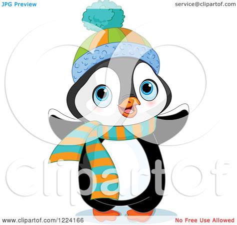 Please use and share these clipart pictures with your friends. Clipart of a Cute Baby Penguin with a Winter Hat and Scarf - Royalty Free Vector Illustration by ...